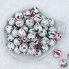 Top view of a pile of 20mm Red & Green Splatter Chunky Acrylic Bubblegum Beads