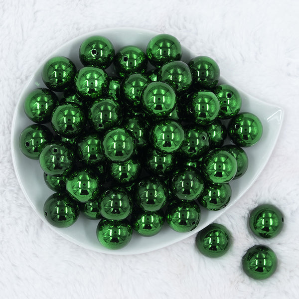 Top view of a pile of 20mm Reflective Green Acrylic Bubblegum Beads