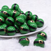 Front view of a pile of 20mm Green Santa's Belt Acrylic Bubblegum Beads