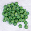 top view of a pile of 20mm Green Striped Rhinestone AB Bubblegum Beads