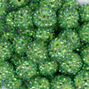 close up view of a pile of 20mm Green Striped Rhinestone AB Bubblegum Beads