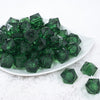 Front view of a pile of 20mm Green Transparent Cube Faceted Bubblegum Beads