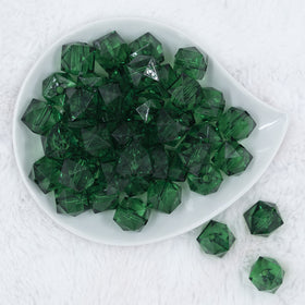 20mm Green Transparent Cube Faceted Bubblegum Beads