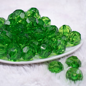 20mm Green Transparent Faceted Bubblegum Beads
