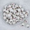 Top view of a pile of 20mm Grinch hand with Ornament Print Chunky Acrylic Bubblegum Beads [10 Count]