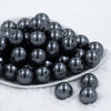 Front view of a pile of 20mm Gun Metal Gray Faux Pearl Chunky Acrylic Bubblegum Beads