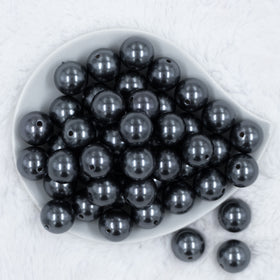 20mm Gun Metal Gray Faux Pearl Chunky Acrylic Bubblegum Beads