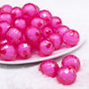 front view of a pile of 20mm Hot Pink Translucent Faceted Bead in a bead Bubblegum Bead