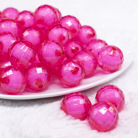 20mm Hot Pink Translucent Faceted Bead in a bead Bubblegum Bead