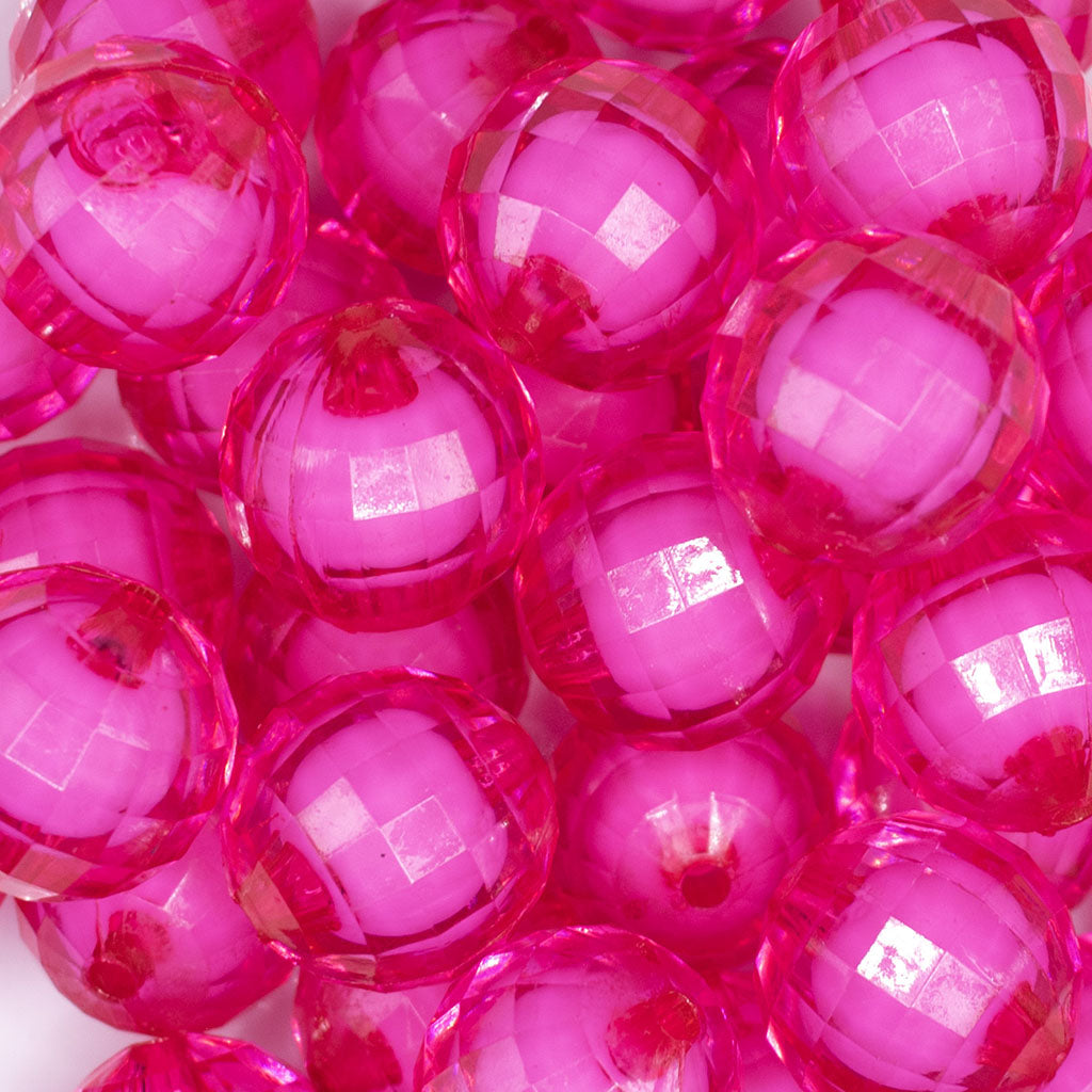 20mm Hot Pink Translucent Faceted Bead in a bead Bubblegum Bead | The ...
