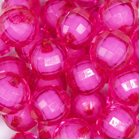 20mm Hot Pink Translucent Faceted Bead in a bead Bubblegum Bead