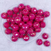 top view of a pile of 20mm Hot Pink Disco Faceted AB Bubblegum Beads