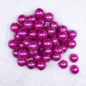 20mm Hot Pink with Glitter Faux Pearl Bubblegum Beads