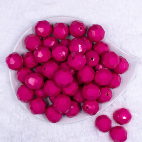 20mm Hot Pink Opaque Faceted Bubblegum Beads