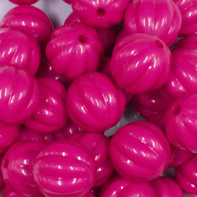 20mm Hot Pink Opaque Pumpkin Shaped Bubblegum Bead