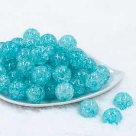 20mm Ice Blue Crackle Bubblegum Beads