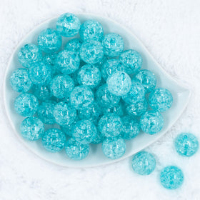 20mm Ice Blue Crackle Bubblegum Beads