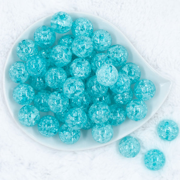Top view of a pile of 20mm Ice Blue Crackle Bubblegum Beads