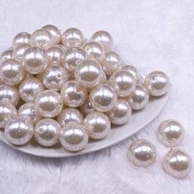 20mm Ivory with Glitter Faux Pearl Bubblegum Beads