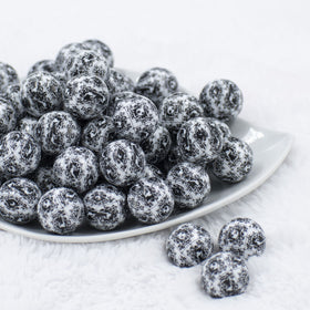 20mm Black & White Jack Skellington Print Acrylic Chunky Bubblegum Beads