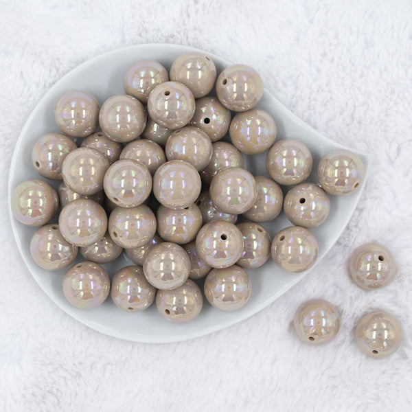 Top view of a pile of 20MM Latte Brown AB Solid Chunky Bubblegum Beads