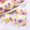 macro view of a pile of 20mm Lemon Fruit print on Matte White Acrylic Bubblegum Beads