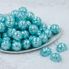 Front view of a pile of 20mm Blue Pearl Pumpkin Shaped Bubblegum Bead