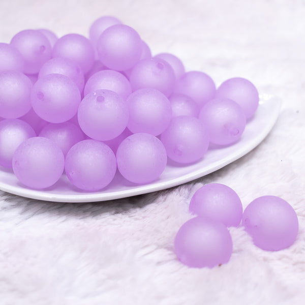 front view of a pile of 20mm Light Purple Frosted Bubblegum Beads