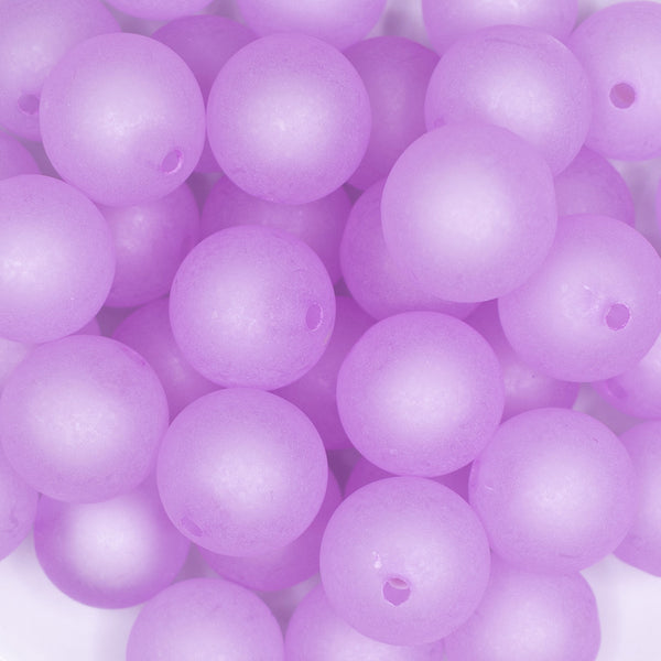 close up view of a pile of 20mm Light Purple Frosted Bubblegum Beads
