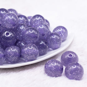 20mm Light Purple Glitter Sparkle Bubblegum Beads