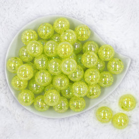 20mm Lime Green Crackle AB Bubblegum Beads