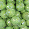 close up view of a pile of 20mm Lime Green Disco Faceted AB Bubblegum Beads