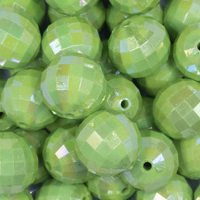 20mm Lime Green Disco Faceted AB Bubblegum Beads