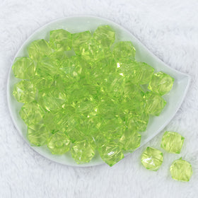 20mm Lime Green Transparent Cube Faceted Pearl Bubblegum Beads