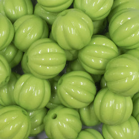 20mm Lime Green Opaque Pumpkin Shaped Bubblegum Bead