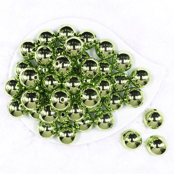 Top view of a pile of 20mm Reflective Lime Green Acrylic Bubblegum Beads