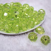 front view of a pile of 20mm Lime Green Transparent Faceted Bubblegum Beads
