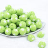 Front view of a pile of 20mm Lime Green with White Stars Bubblegum Beads