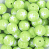 Close up view of a pile of 20mm Lime Green with White Stars Bubblegum Beads