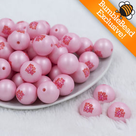 20mm Love Is In The Air Print Chunky Acrylic Bubblegum Beads [10 Count]