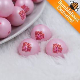 20mm Love Is In The Air Print Chunky Acrylic Bubblegum Beads [10 Count]