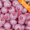 Close up view of a pile of 20mm Love Is In The Air Print Chunky Acrylic Bubblegum Beads [10 Count]