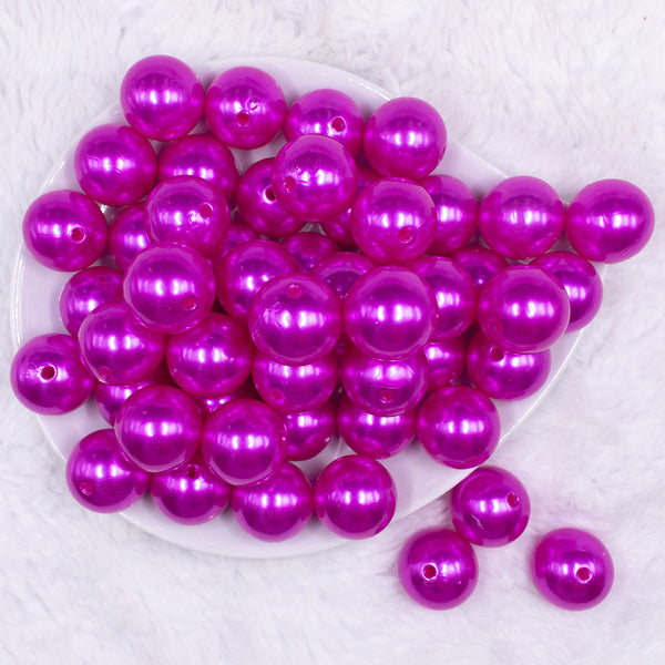 Top view of a pile of 20mm Magenta Pink Faux Pearl Bubblegum Beads