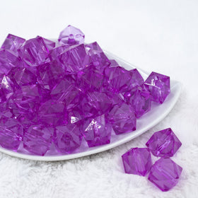 20mm Magenta Purple Transparent Cube Faceted Bubblegum Beads