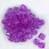 Top view of a pile of 20mm Magenta Purple Transparent Cube Faceted Bubblegum Beads