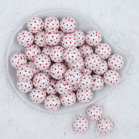 20mm Red & Pink Confetti Hearts Acrylic Bubblegum Beads