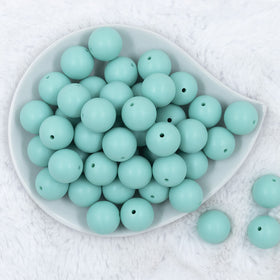 20mm Aqua Blue Matte Solid Bubblegum Beads