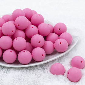 20mm Bubblegum Pink Matte Solid Bubblegum Beads
