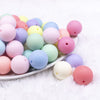 Front view of a pile of 20mm Matte Pastel Solid Color Mix Acrylic Bubblegum Beads Bulk [Choose Count]