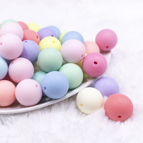 20mm Matte Pastel Solid Color Mix Acrylic Bubblegum Beads Bulk [Choose Count]